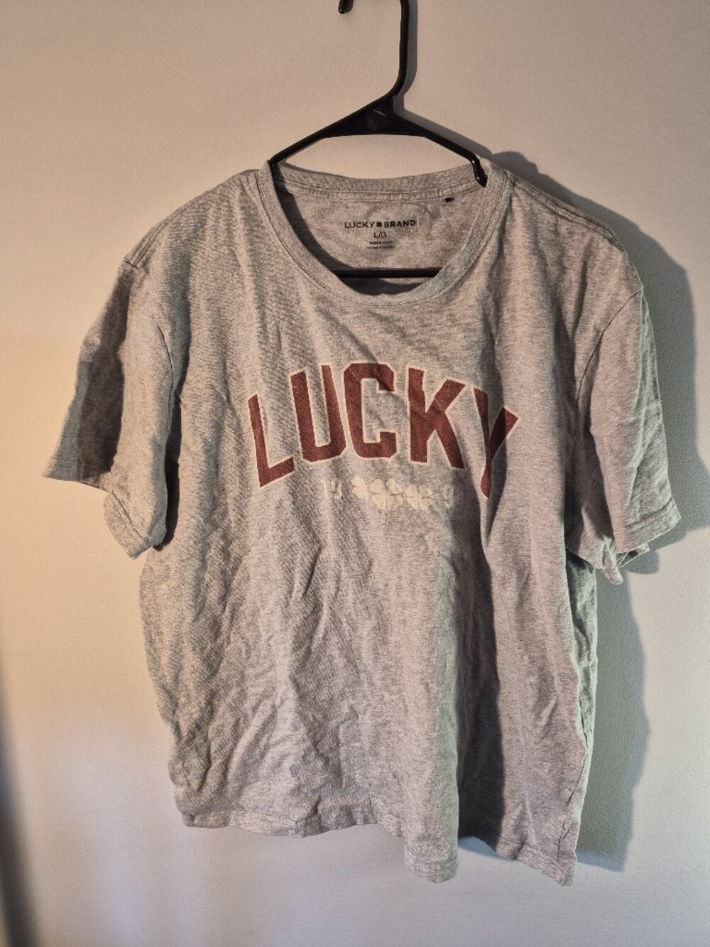 Lucky Brand Gray LUCKY Graphic T-Shirt Size L